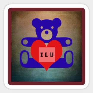 Teddy bear with i l u saying Sticker